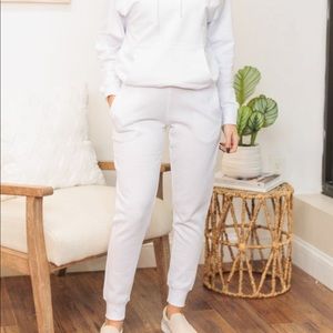 White cotton joggers